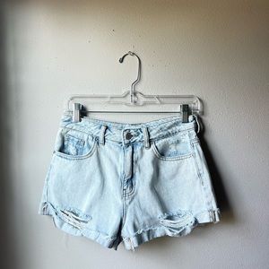 PacSub Light Wash Denim Mom Jean Shorts
